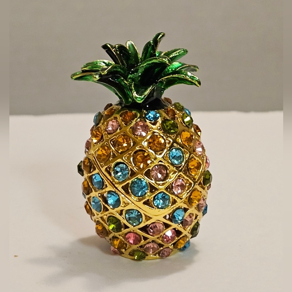 Colorful Bejeweled Pineapple Trinket Box - Picture 1 of 5